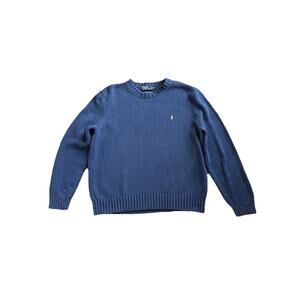 Men’s Vintage Polo Ralph Lauren Sweater XXL Blue Chunky Fisherman Knit Pullover